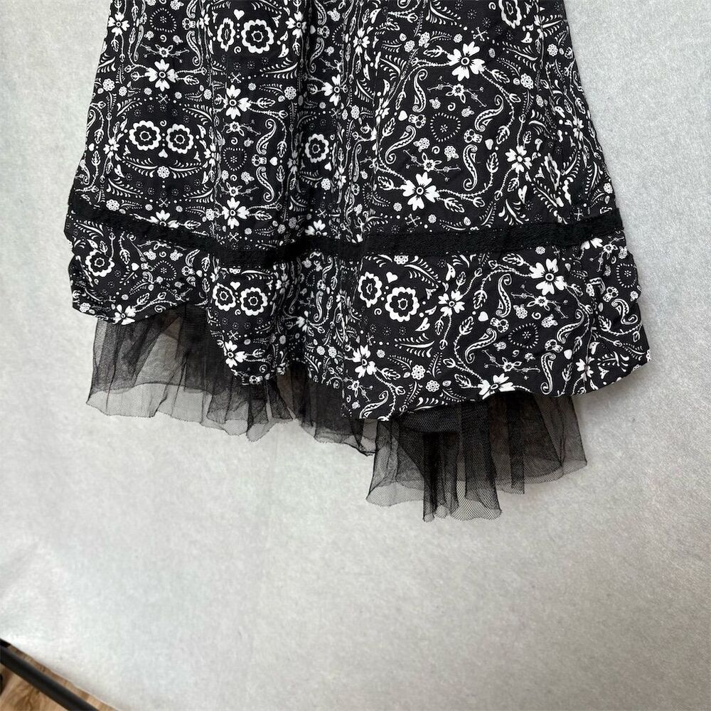 Hot Topic Women's XL Black Halter Swing Dress Floral Skull Pinup whimsy goth - Picture 5 of 8